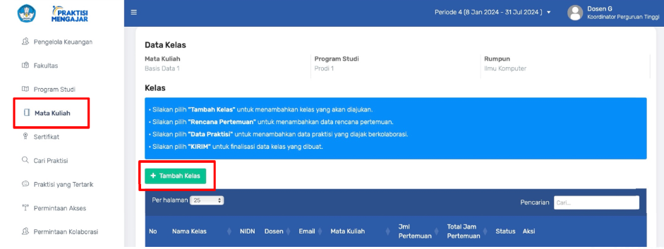 Panduan Pendaftaran Mata Kuliah Dan Rencana Kelas Kolaborasi Rkk